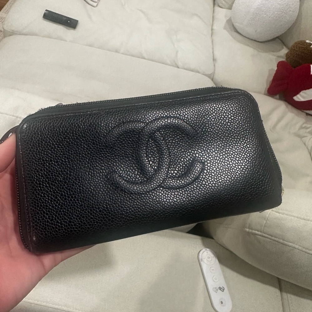 CHANEL Black Textured Wallet